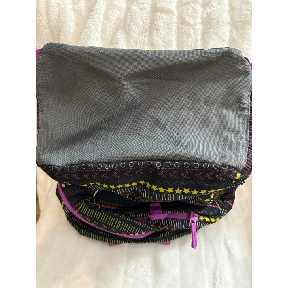 Lands End ClassMate Backpack Black Multi Pattern Stars Geometric 473386 F16